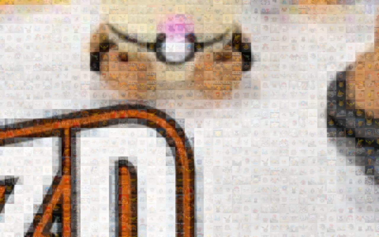 A close crop of the wall showing individual member photos washed toward the target colors